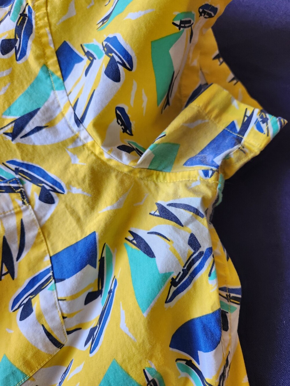 J.Crew Flex Washed Slim Fit Large Yellow Sailboat Print Button Down Shirt - Picture 5 of 5